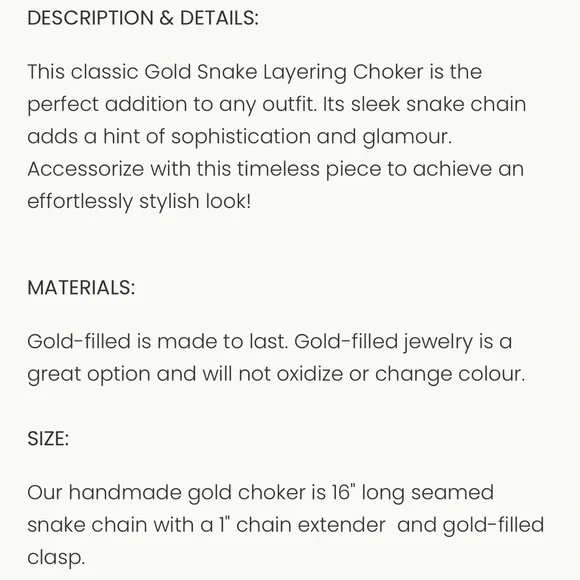 NWT Devi Arts Gold Snake Layering Choker - Picture 3 of 3